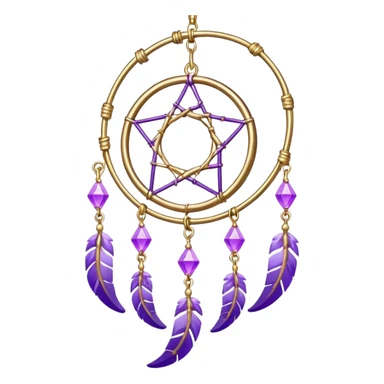 Aesthetic shiny sparkly violet crescent hanging from gold chain dreamcatcher-suncatcher hanging lilac crystals decoration  sticker