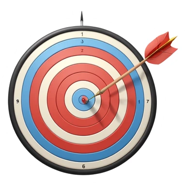 A bow and arrow aimed at a target, with the arrow perfectly positioned for release. The background features a target with concentric rings, emphasizing precision, skill, and focus in archery. The scene radiates concentration and the grace of the sport. sticker