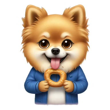 aesthetic pomeranian eating pretzel sticker