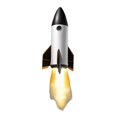 A black rocket that takes off, showing the symbol 0 sticker