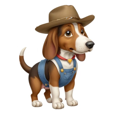 toothless hillbilly basset hound wearing a stetson and dungarees carrying moonshione sticker
