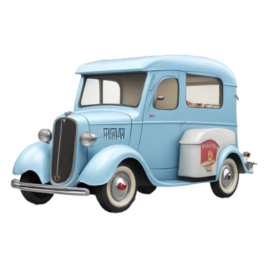 hot rod ice cream caravan,1935 fiat ,pearl blue  sticker