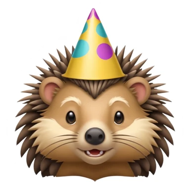 bust-up view of a porcupine with a party hat sticker