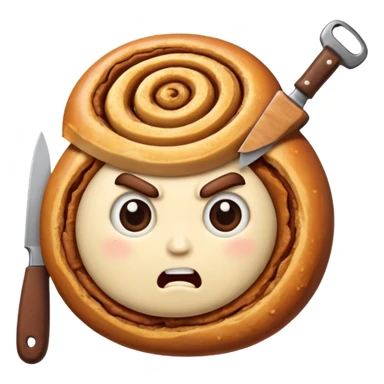 angry cinnamon roll holding weapon sticker