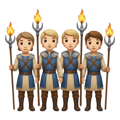 les villagois avec des fourches et des torches sapé en moyen age sticker