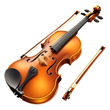Cinematic Realistic Violin, rich polished wood with delicate curves, taut strings reflecting warm golden light, fine dust particles catching the glow, intricate f-holes adding elegance, glowing with an air of timeless beauty and musical soul. sticker