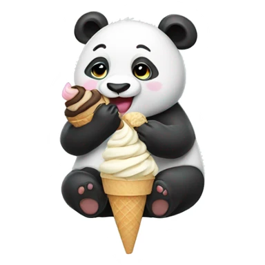 Panda eating ice cream sticker