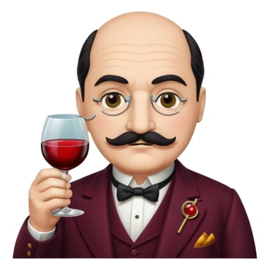 Hercule Poirot with a glass of wine sticker