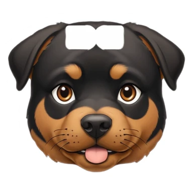 Rottie mix dog all black with brown above the eyebrow and next to the snout sticker