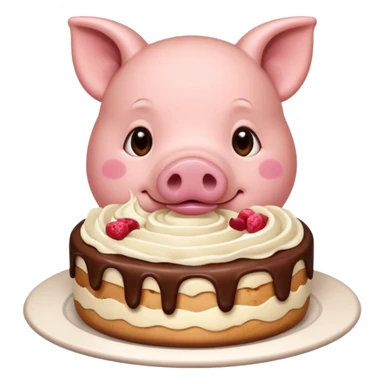 Pig eating tiramisu  sticker