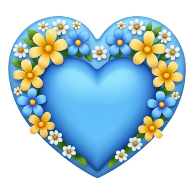 blue heart with flowers sticker