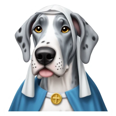 Blue Merle Great Dane wearing a nun costume  sticker