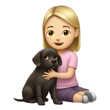 girl with down syndrome petting a dog sticker