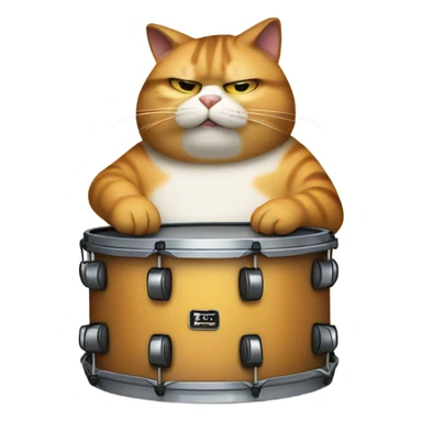 Incredibly fat cat, playing the drums sticker