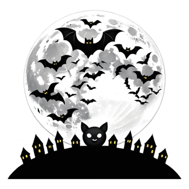 full moon with bats sticker