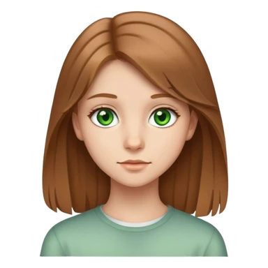 teenage girl with light brown hair, straight with slightly wavy ends, long to just below her shoulders, green eyes  sticker