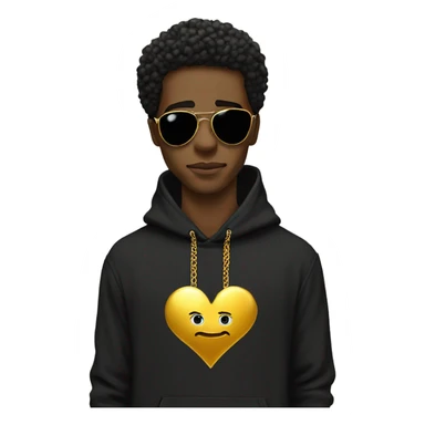 black man heart eyes hoodie gold chain sticker