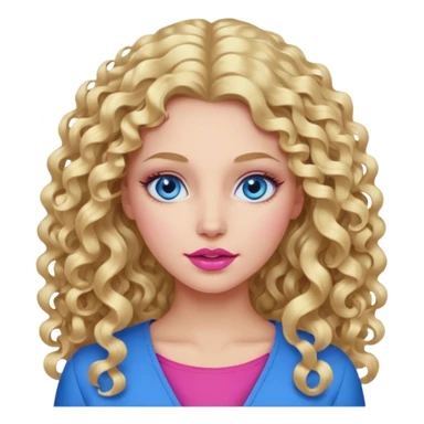 açık tenli  uzun kıvırcık sarı saçlı mavi gözlü   dudak rengi pembe yetişkin kadın sadece yüz emojisi sticker