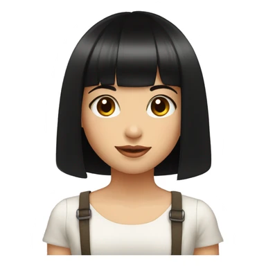 young girl, black bob haircut with bangs, fair skin sticker