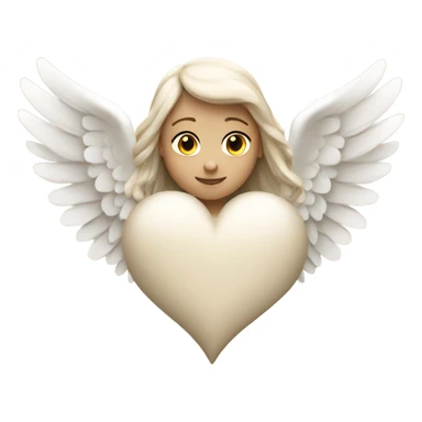 beige heart with white angel wings sticker