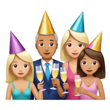 Family mom and dad with daughter and her twinkly sisters sticker