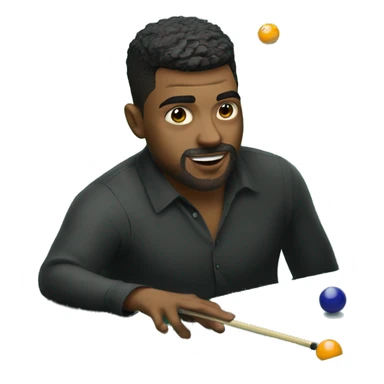 A short haired man playing pool on a pool table  sticker