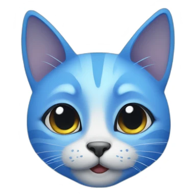 Blue simplistic sketch of a cute cat face sticker