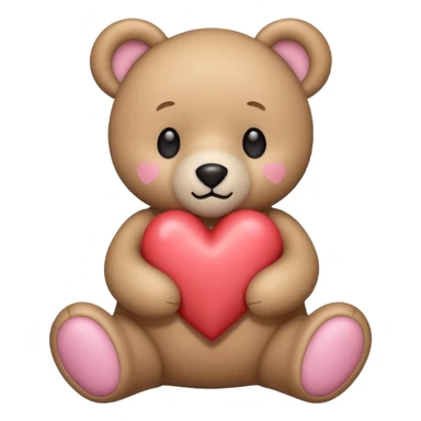 Romantic Pastel teddy bear with heart sticker