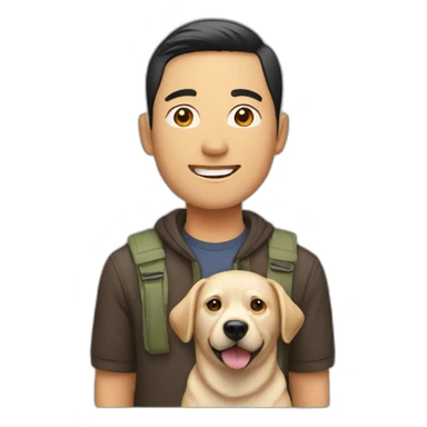 asian man with labrador sticker