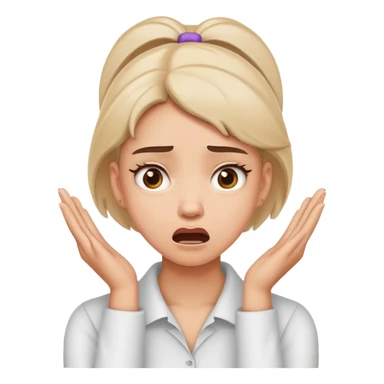 A girl holding her neck with hands and making confused face reaction sticker