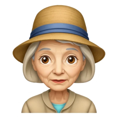 elderly woman with hat sticker