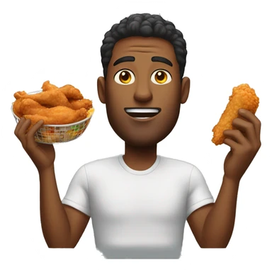 guy eating fried chicken sticker