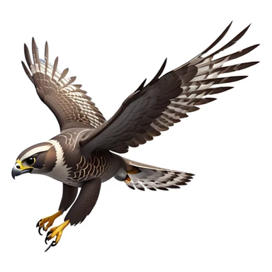 cinematic-falcon-realistic-full-body-diving-emoji,-sleek-aerodynamic-frame-plummeting-through-the-air-with-lightning-speed,-razor-sharp-talons-poised-for-the-strike,-feathered-wings-angled-for-maximum-precision,-keen-dark-eyes-locked-onto-its-prey,-patterned-grey-and-white-feathers-glinting-in-the-sun,-simplified-yet-realistic-focused-features,-highly-detailed,-glowing-with-a-sharp-intense-aura sticker