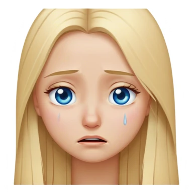 Blonde girl long straight hair blue eyes crying sticker