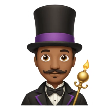 Black male magician, mustache, wearing classic top hat sticker
