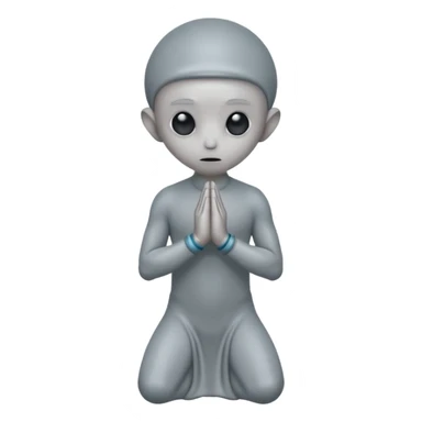 fullbody gray alien PRAYING STANDING sticker