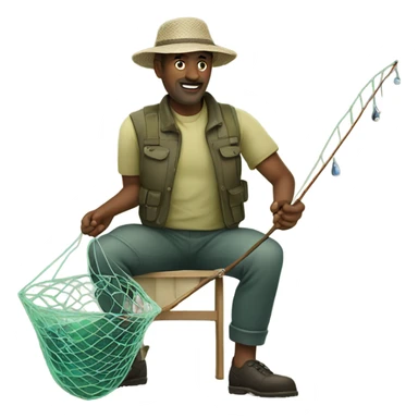 Man with fishing net  sticker