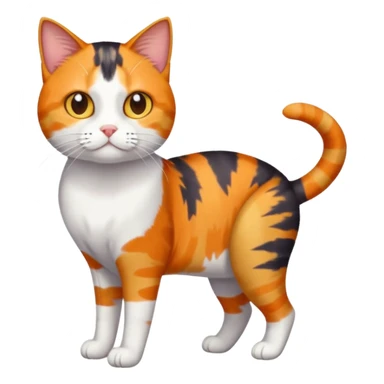 full body anxious looking colourful calico tabby cat with disproportioned head to body with fully white front legs sticker