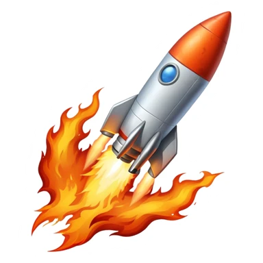 rocket with flames heading toward the moon sticker
