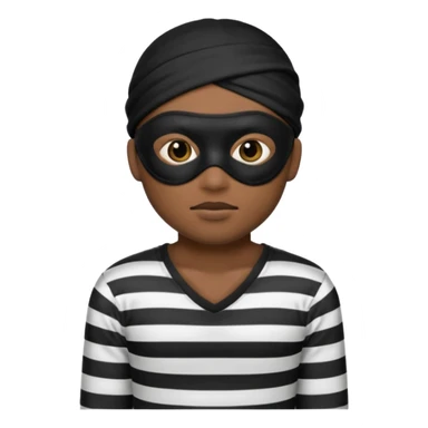 A theif robber emoji,Stripped shirt,eye mask, black head. sticker