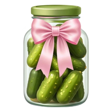 Jar of pickles with light pink bow sticker