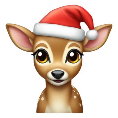 baby deer with santa hat sticker