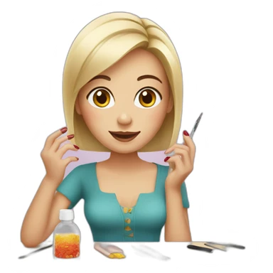 European woman makes a manicure  sticker