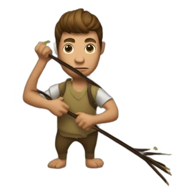 a man with a monkey's head draws arrows on a map sticker