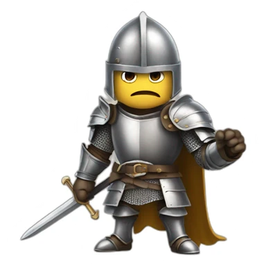 Angry knight pointing at the viewer saying "bonne visite" sticker