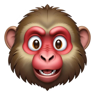 Cinematic Comical Baboon Portrait Emoji, Head tilted dramatically with an exaggeratedly amused expression, featuring a strikingly textured Fur of deep browns with wide, expressive eyes filled with playful disbelief, Simplified yet hilariously expressive features, highly detailed, glowing with a slightly sassy glow, high shine, dramatic yet playful, stylized with an air of cheeky mischief, bright and endearing, soft glowing outline, capturing the essence of a spirited and over-the-top baboon, so meme-worthy it feels like it could chatter its way into internet fame instantly! sticker