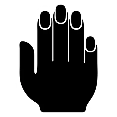 female hand with manicure, minimalist silhouette, solid black fill, modern style sticker