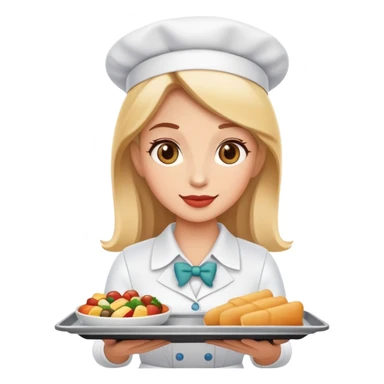 Waitress with food tray sticker