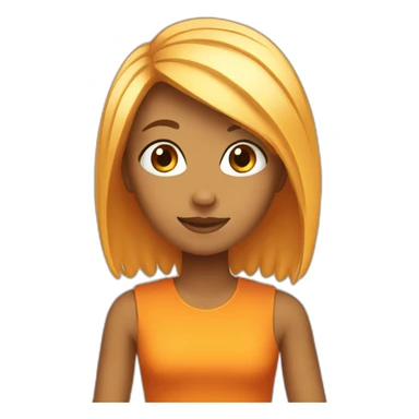 chica pelo largo naranja sticker