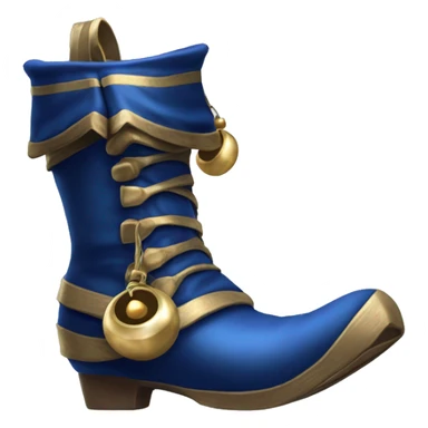 Realistic isolated dark blue elf boots with bells. sticker